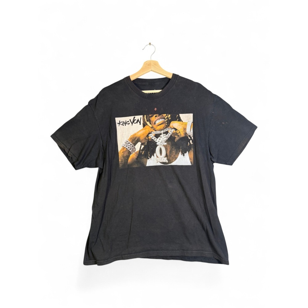 King Von Graphic T-Shirt Kids XL Black Short Sleeve Hip‎ Hop Rap Drill Tee